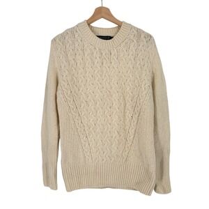 IrelandsEye Cream Cable Knit Wool Cashmere Sweater Pullover Size L